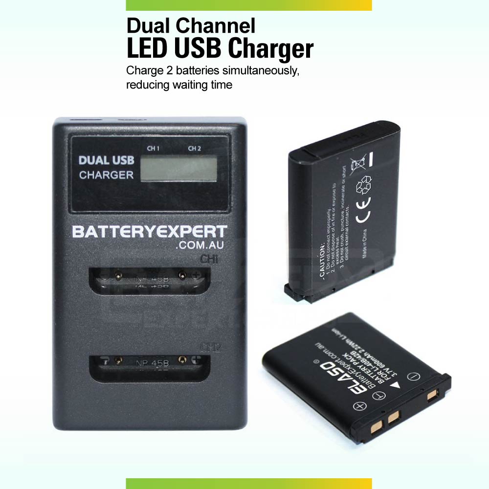 External USB Dual Camera Battery Charger For Fujifilm Fuji FinePix XP140 L50 XP10 XP20 J10 JV250 Z33WP Instax Mini 90 Neo Classic NP-45 NP-45S NP-45A