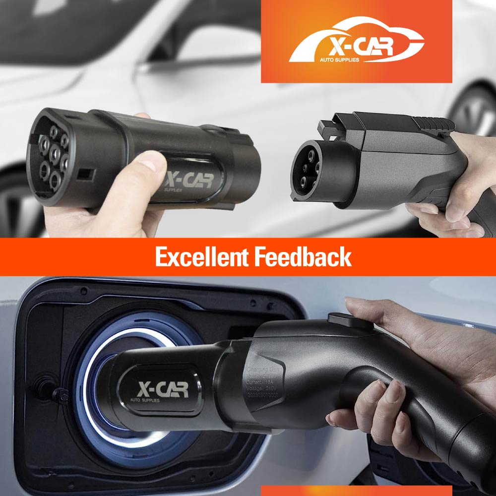 EV Charger Connector Type 1 to Type 2 Adapter Electric Vehicle EV Charging Adapter Socket SAE J-1772 to IEC62196 32A 250V AC IP54