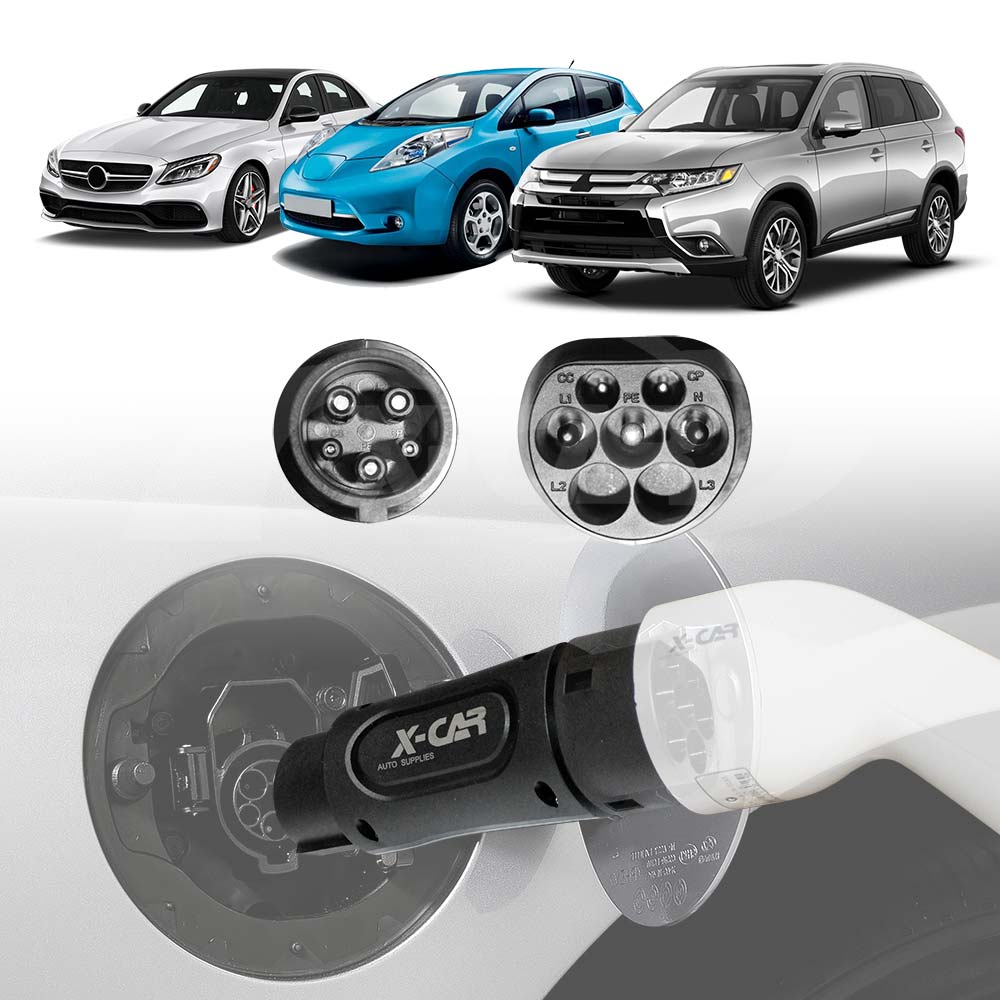 EV Charger Connector Type 2 to Type 1 Adapter Electric Vehicle EV Charging Adapter Socket IEC62196 to SAE J-1772 32A 250V AC IP54