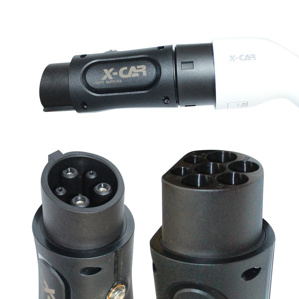 EV Charger Connector Type 2 to Type 1 Adapter Electric Vehicle EV Charging Adapter Socket IEC62196 to SAE J-1772 32A 250V AC IP54