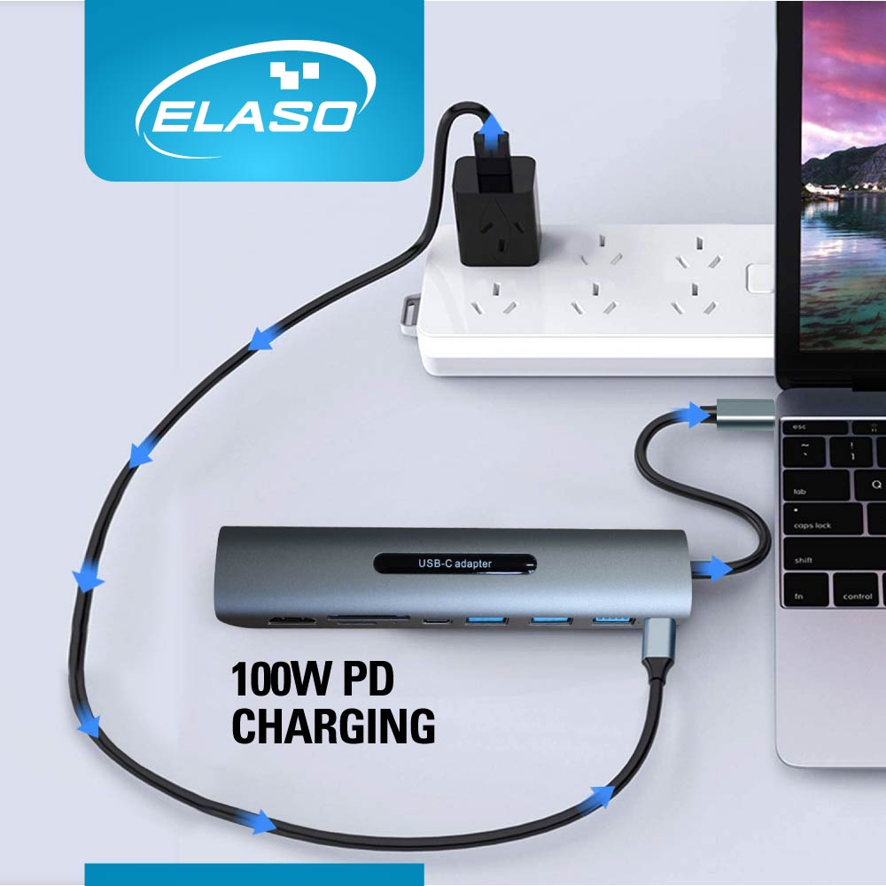 USB Type-C HUB Docking Station 9-in-1 4K HDMI 1080P VGA USB3.0 SD/TF Card 100w PD fast charging USB-C 3.1 Adapter