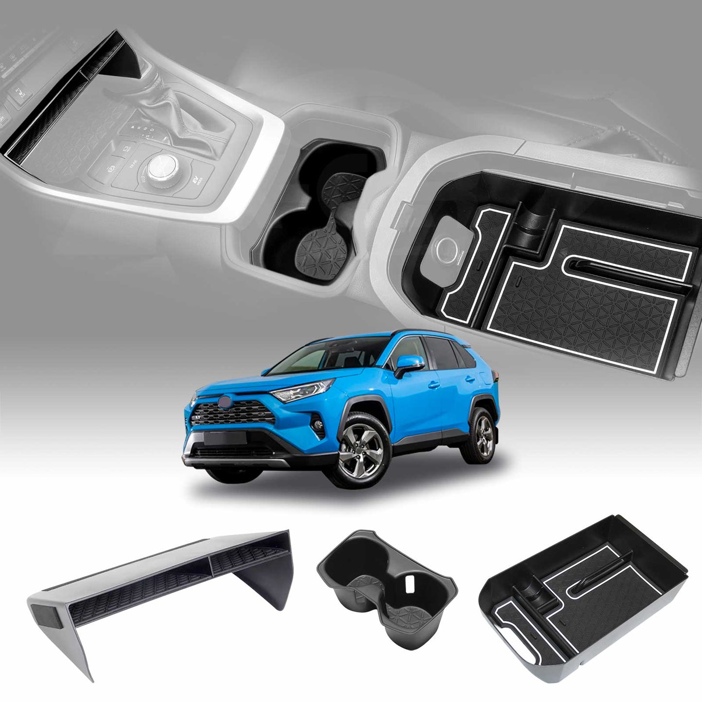 Centre Console Armrest Organizers Set for Toyota RAV4 2019-Onwards Storage Box Tray Accessories