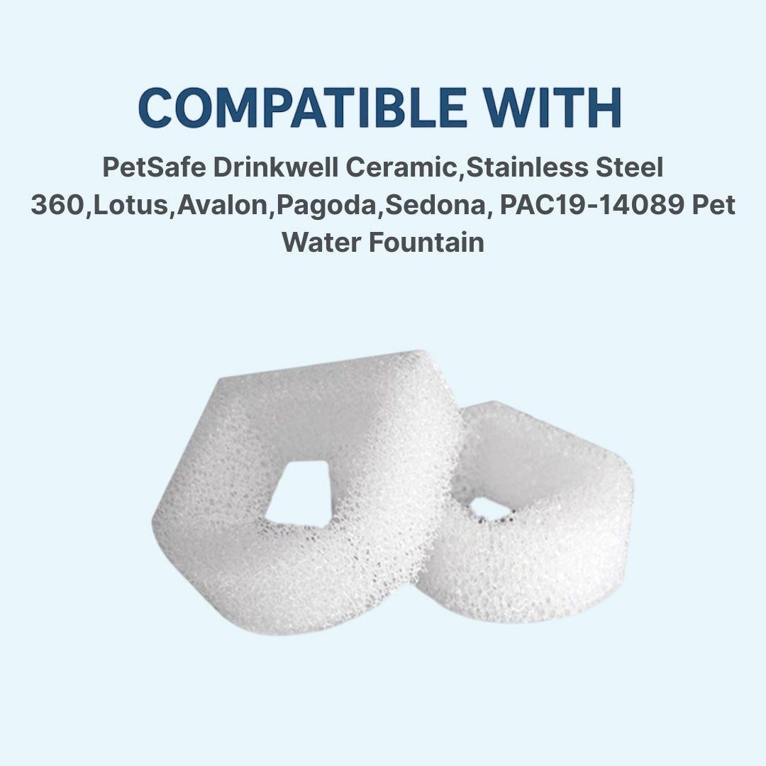 Replacement Foam Filters for PetSafe Drinkwell Stainless Steel 360,Ceramic,Lotus,Avalon,Pagoda, Sedona,PAC19-14089 Pet Water Fountain