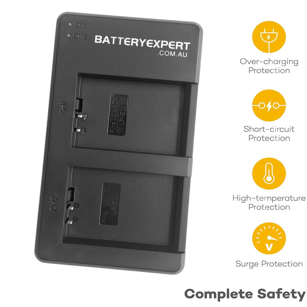 LP-E12 Charger For Canon EOS 100D Kiss M M10 M100 M200 M50 Rebel SL1 PowerShot SX70 HS