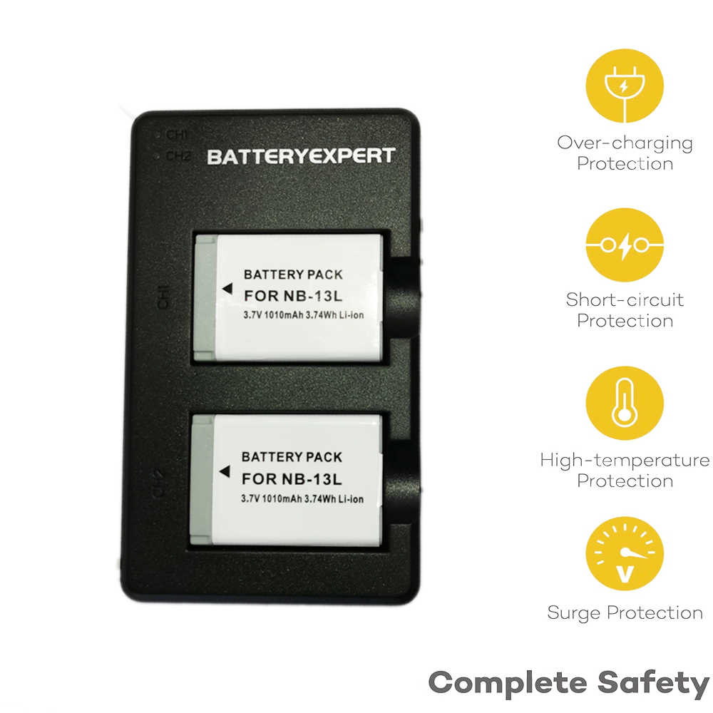 2 Batteries and Charger for Canon PowerShot G5X G7X G7X Mark II III SX720 HS SX730 HS SX740 HS SX620 HS G1X Mark III G9X G9X Mark II