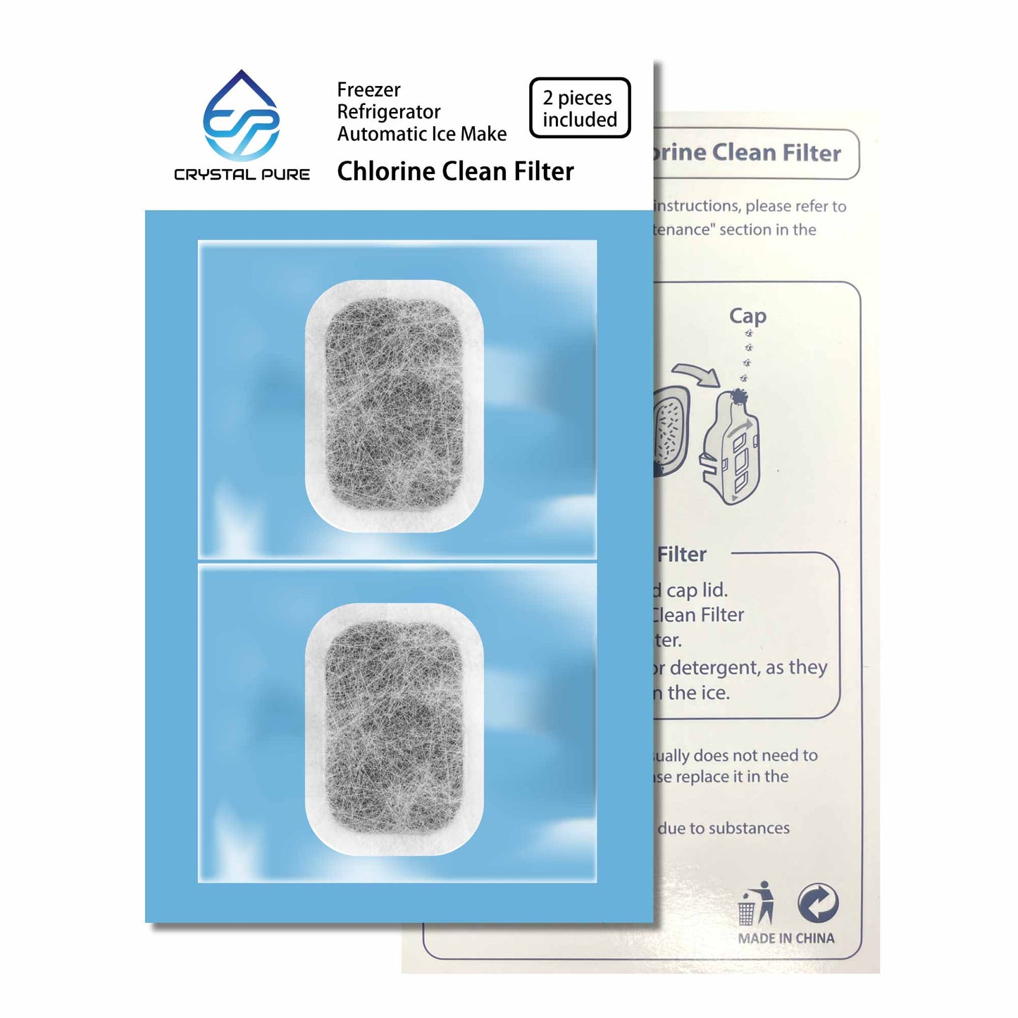 Pack of 2 Refrigerator Ice Maker Filter for Mitsubishi Electric Fridge Replacement Water Kalki Clean Filter MRPR-01FT M20CM5526 M20KW0526 M20VJ5526