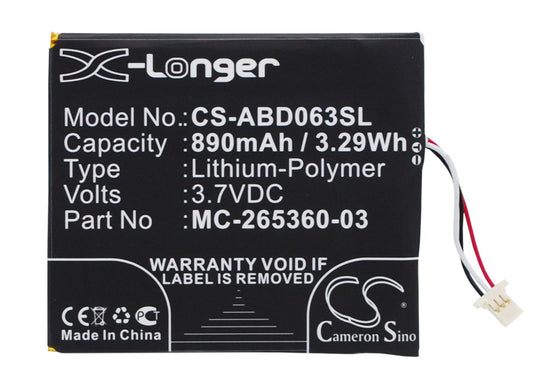 Amazon Kindle 7/Kindle 8/58-000083/58-000151/MC-265360-03/SY69JL/WP63GW eReader Replacement Battery