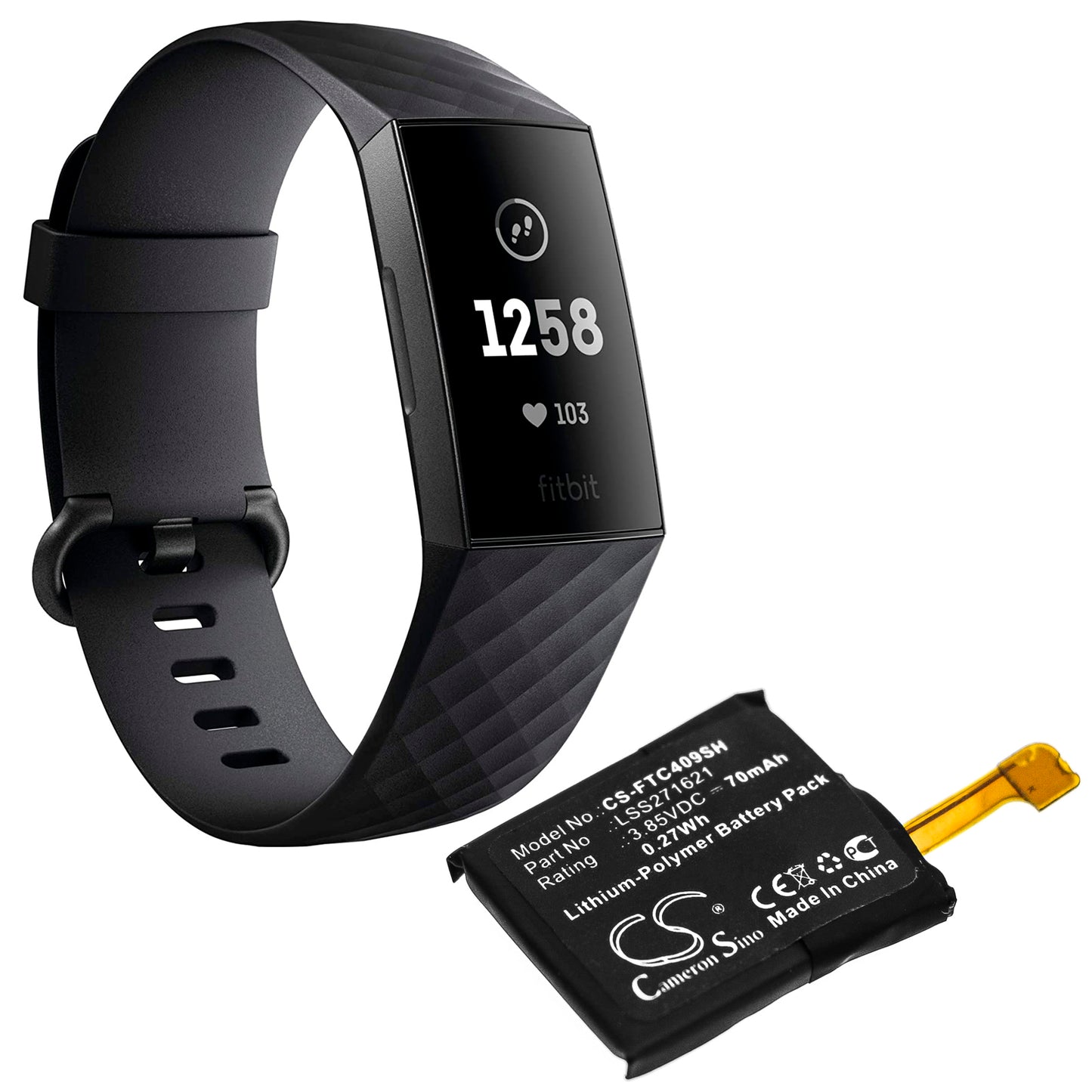 Replacement LSS271621 3.7V Battery for Fitbit Charge 3 Fitness Activity Tracker