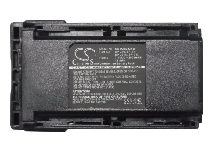 Replacement Battery for Icom IC-A15 BP-232H BP-232WP Handheld VHF Radio