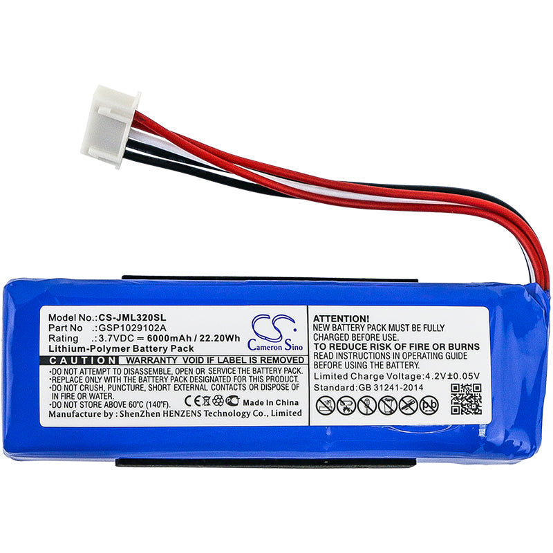 Replacement Type-A Battery for JBL Charge 3 2016 Portable Bluetooth Speaker, Part # GSP1029102A