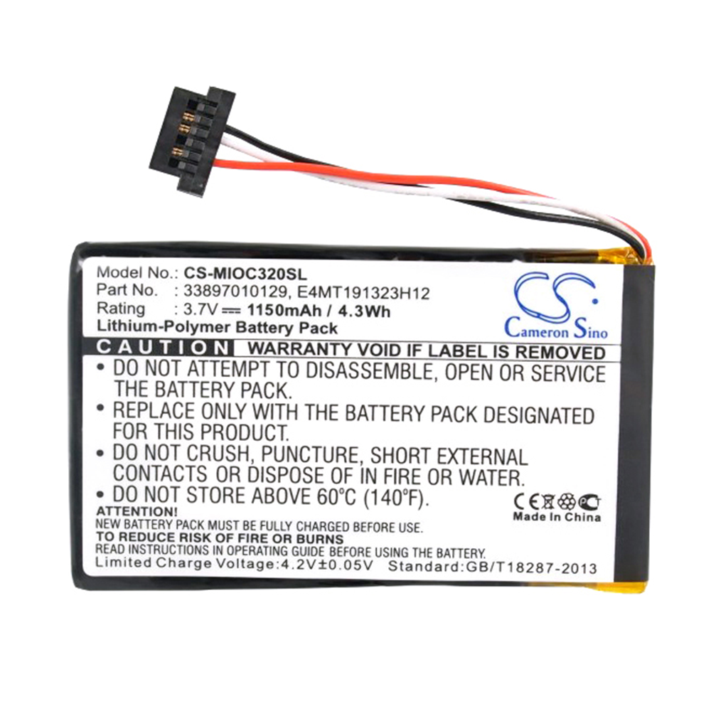 Replacement Battery for MITAC Mio C320 C323 C520 C520t C620 C620T C700 C720 C800 C810 C320B 338937010128 E4MT191323H12