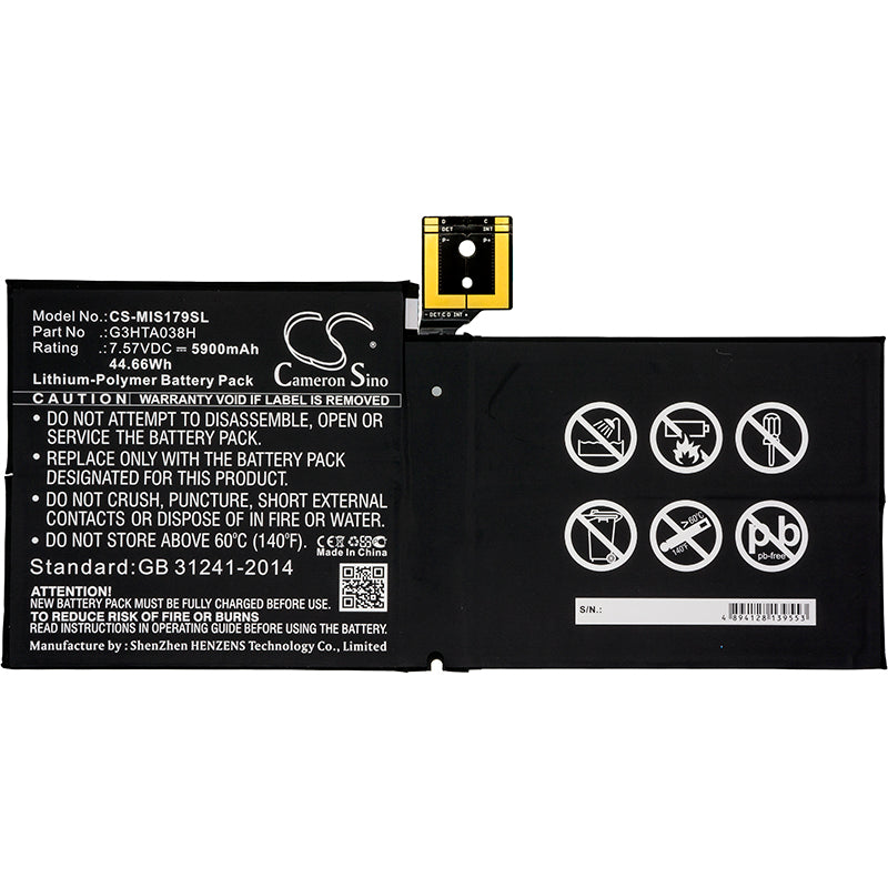 Replacement Battery for Microsoft Surface Pro 5 6 Tablet, Model 1796 1807, Part # G3HTA038H DYNM02