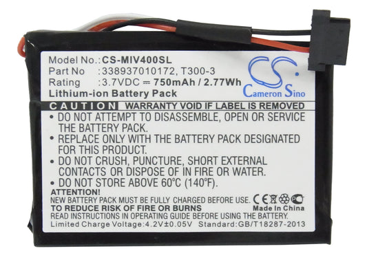Replacement Battery for Navman MY55T MY50T S100 C40 Mitac Mio Moov 400 405 T300 T300-3 Magellan Roadmate 305-MU 3055t-LM GPS