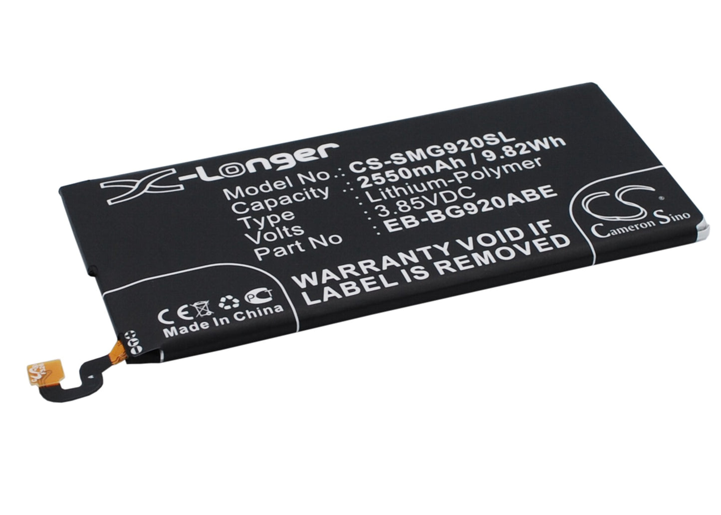Battery for Samsung Galaxy S6 SM-G920I SM-G9200 SM-G920A SM-G920D SM-G920F SM-G920FD SM-G920P SM-G920R SM-G920R4 SM-G920V SM-G920W8 EB-BG920ABE