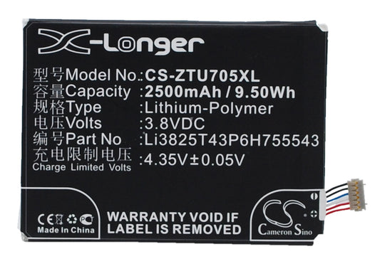 Battery for ZTE TELSTRA T84,Tough Max,Li3825T43P6H755543,ZTE Grand SII,Q705U S221 S251
