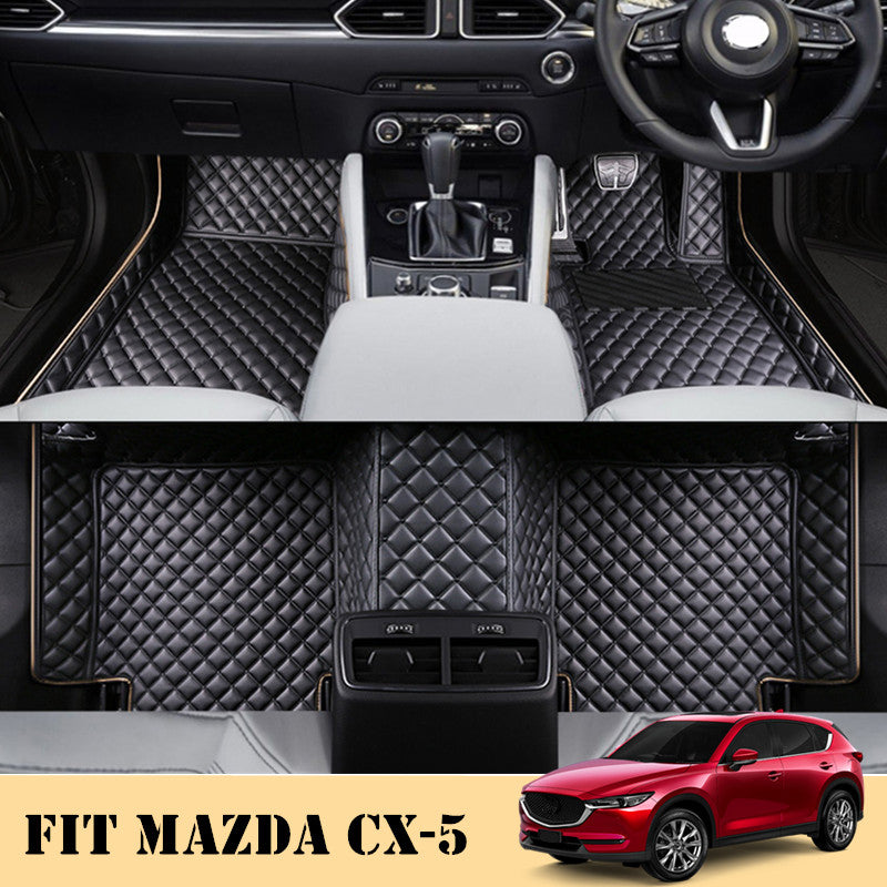 Mazda CX-5 CX5 2017-2025 Premium Custom Made PU Leather Car Mat Floor Liner Carpet Complete Set