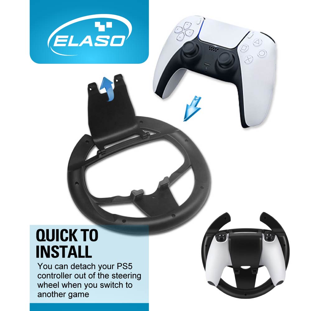 Gaming Racing Steering Wheel Handle Joypad Grip Attachment for Playstation 5 PS5 Dualsense Controller