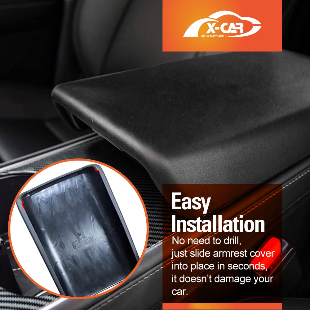 Tesla Model 3 2017-2023 and Model Y 2021-2025 Center Console TPE Armrest Pad Cover Decoration Protector