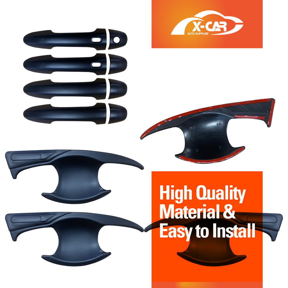 Keyless Smart Door Handles Bowl Inserts Cover for Toyota Hilux 2015-2025 Matt Black protector