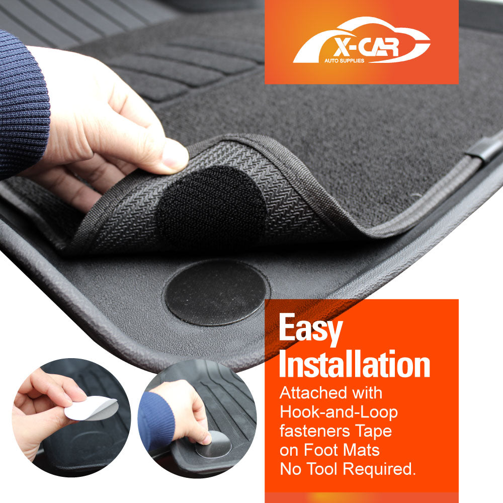 Floor Mats for Tesla Model Y 2022-2025 Premium 3D Heavy Duty All Weather Car Rubber Pile Liner Complete Set Front Rear 2 Row Seat