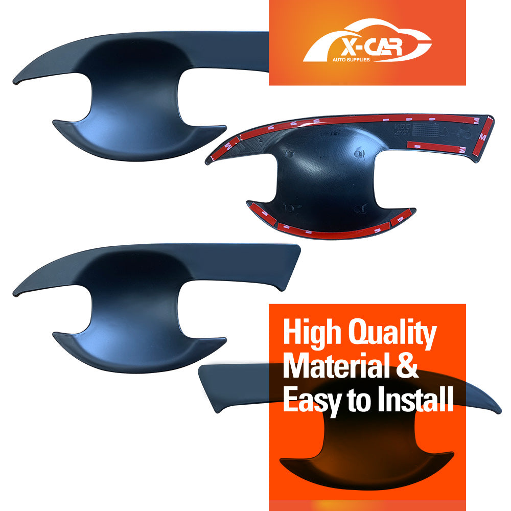Keyless Smart Door Handles Bowl Inserts Cover for Mitsubishi Triton 2015-2024 Matt Black protector