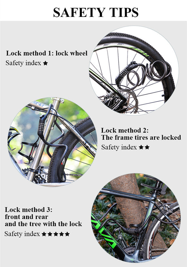 1.8m Bike Bicycle Heavy Duty Steel Security Cable 5 Digit Combination Lock