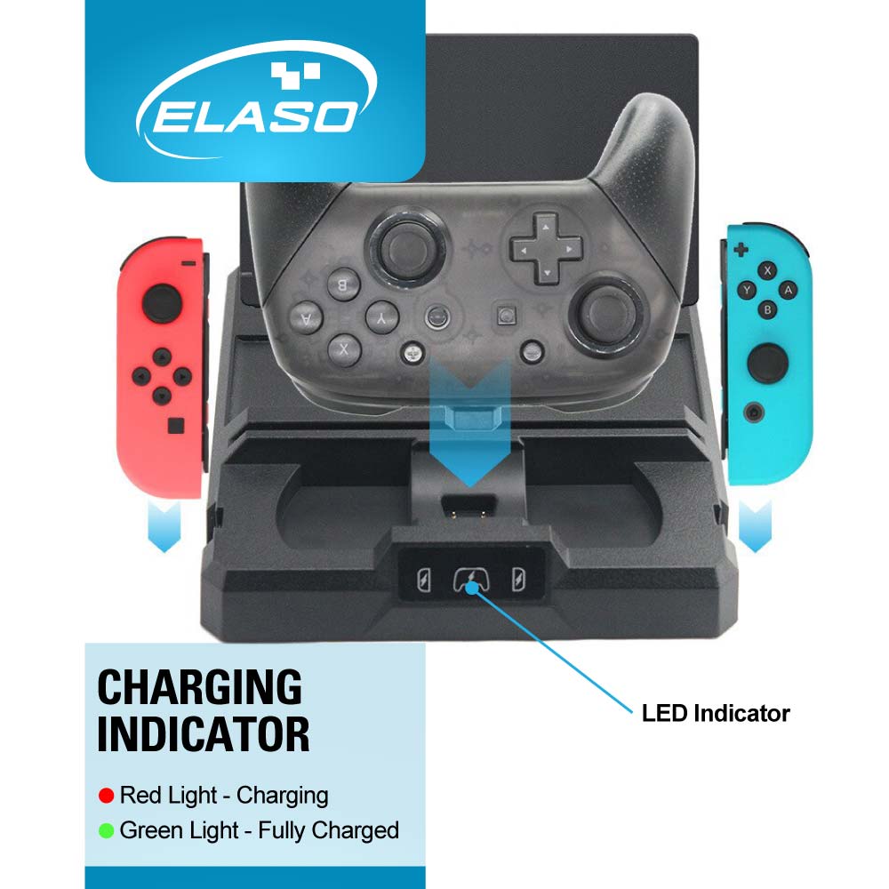 Charger Charging Dock Game Holder Stand Base for Nintendo Switch & OLED Console Joy-Con Controllers Switch Pro Controllers