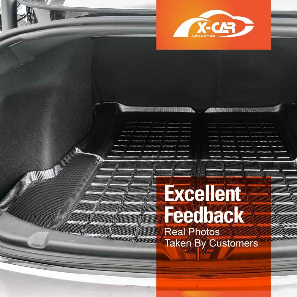 Carbon Fiber Texture Boot Liner for Tesla Model 3 2017-2022 Heavy Duty Rear Cargo Trunk Cover Mat Luggage Tray