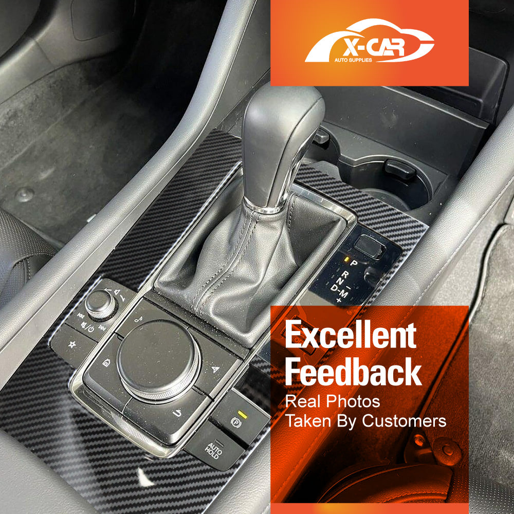 Center Console Gear Shift Cover for Mazda 3 BP 2019-2025 Carbon Fiber Style Frame Trim Protector