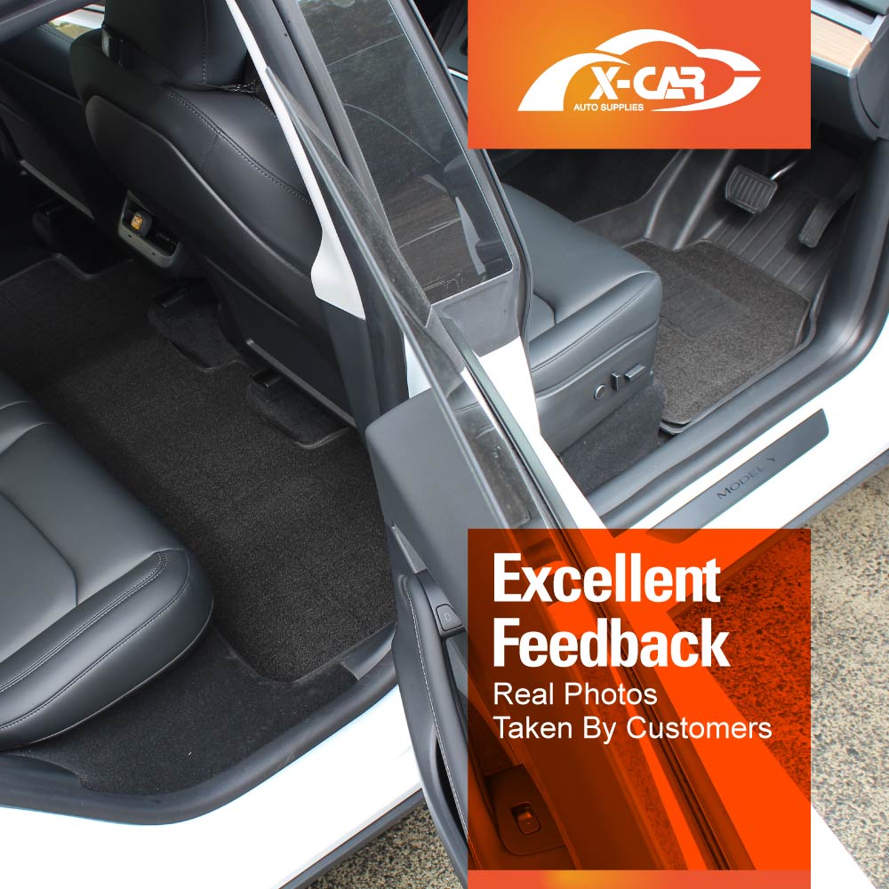 Floor Mats for Tesla Model Y 2022-2025 Premium 3D Heavy Duty All Weather Car Rubber Pile Liner Complete Set Front Rear 2 Row Seat