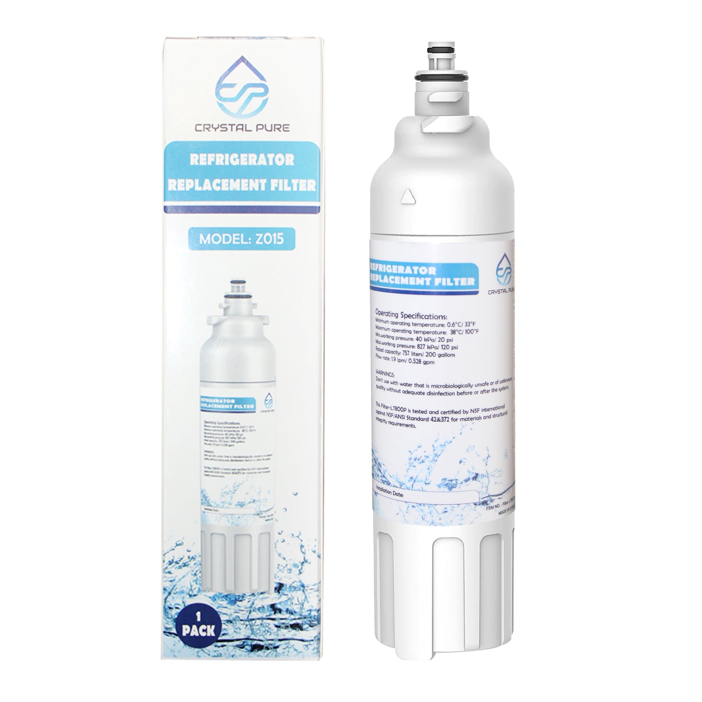 Replacement Water Filter Cartridge for LG ADQ73613401 ADQ73613402 GF-5D712BSL GF-5D906SL GF-5L712PL GF-AD701BSL LT800P LT-800P Refrigerator