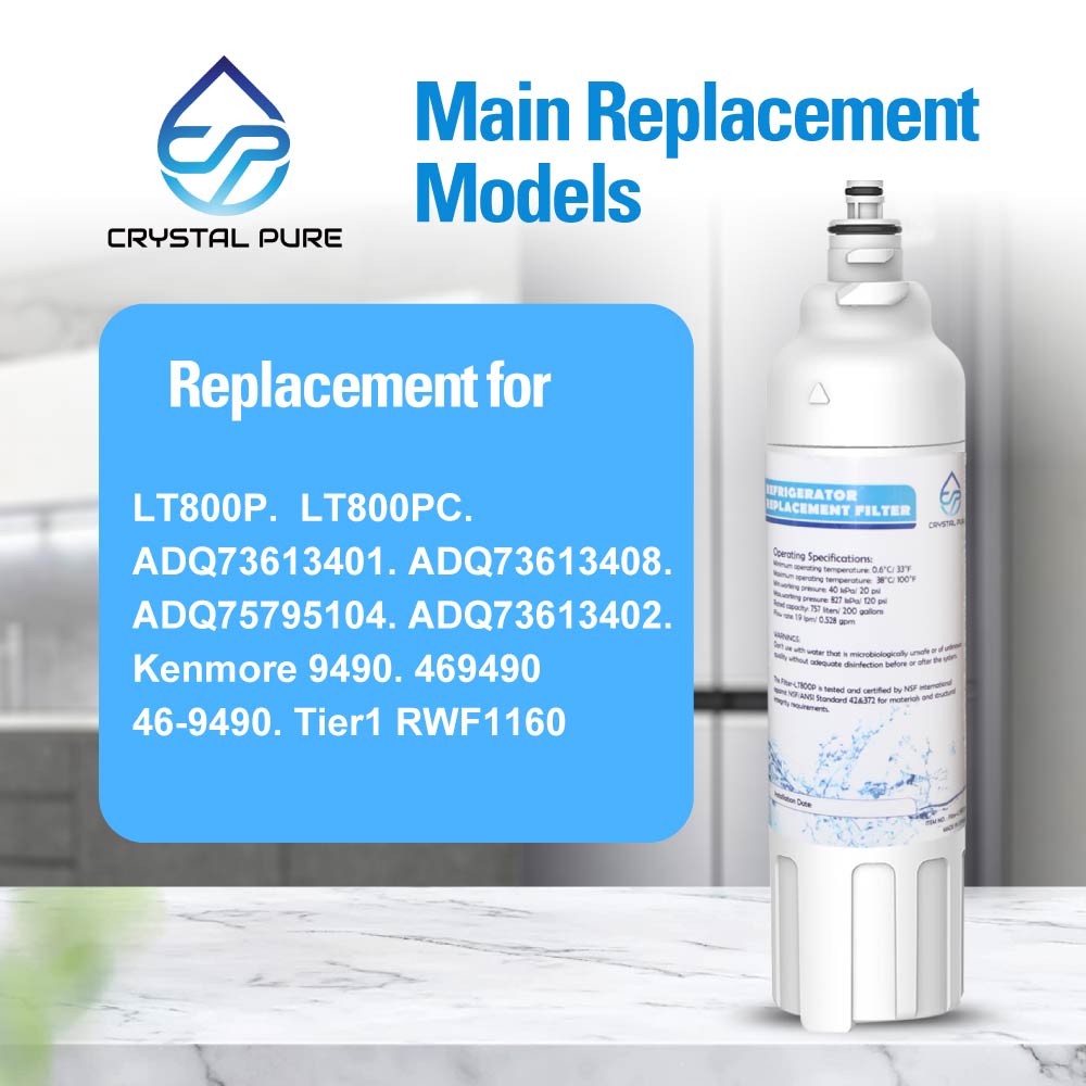 3 Pack Replacement Water Filter Cartridge for LG ADQ73613401 ADQ73613402 GF-5D712BSL GF-5D906SL GF-5L712PL GF-AD701BSL LT800P LT-800P Refrigerator