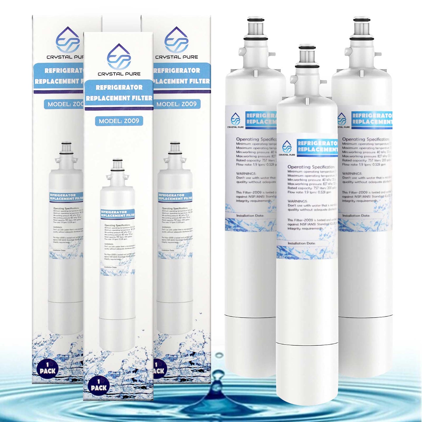 3-Pack Fridge Water Filter 847200 for Fisher Paykel External Premium RF605QDUVX1 RF522ADUX5 RF522WDRUX5 RF605QDUVX1 RS9120WRJ1 RS9120WLJ1 RS9120WRU1