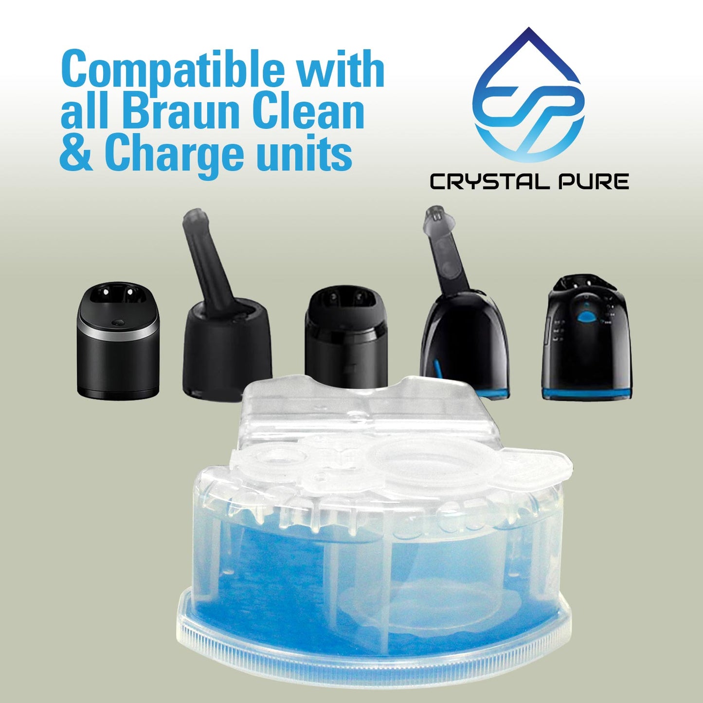 Crystal Pure Cartridge Refills for Braun Clean & Renew Compatible with All SmartCare Cleaning Centers Shavers 12-Pack