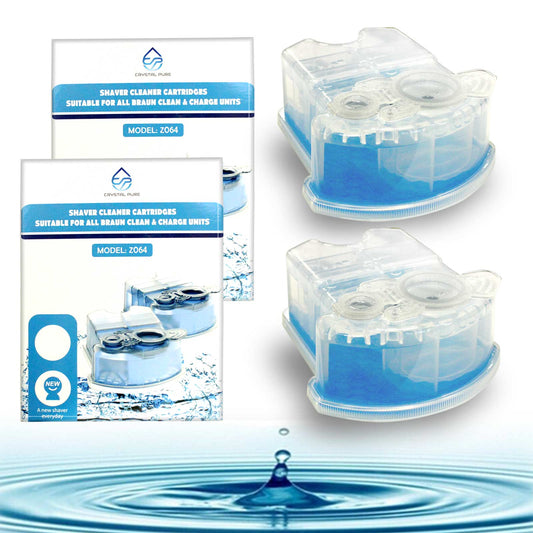 Crystal Pure Cartridge Refills for Braun Clean & Renew Compatible with All SmartCare Cleaning Centers Shavers 2-Pack