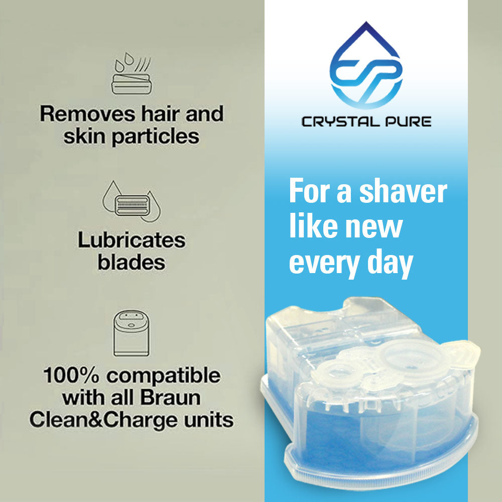 Crystal Pure Cartridge Refills for Braun Clean & Renew Compatible with All SmartCare Cleaning Centers Shavers 6-Pack