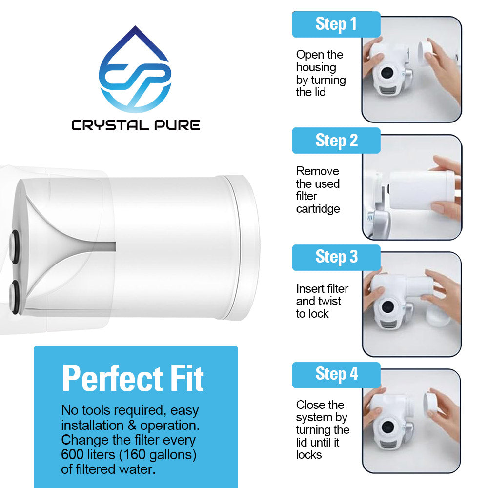 Pack of 4 Replacement Water Filter Cartridge Compatible with Brita On Tap V-MF, On Tap  Pro V-MF, On Tap HF, On Tap Advanced Water Filter System