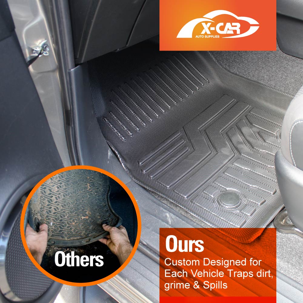 3D Floor Mats for Toyota Hilux Dual Cab Auto 2016-2025 Heavy Duty All Weather Car Mats Carpet Liner Set