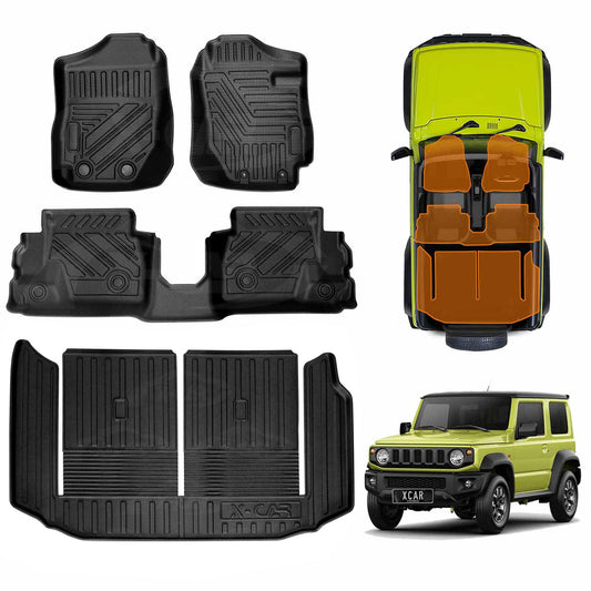 Floor Mats Split Fold Boot Liner for Suzuki Jimny 3-Door Manual 2018-2025 All Weather Heavy Duty Cargo Car Trunk Luggage Tray