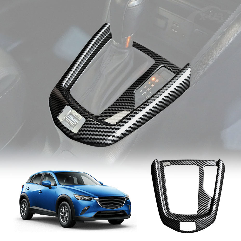 Carbon Fiber Style Center Console Gear Shift Cover Frame Trim Protector for Mazda CX-3 CX3 Auto 2015-Onwards