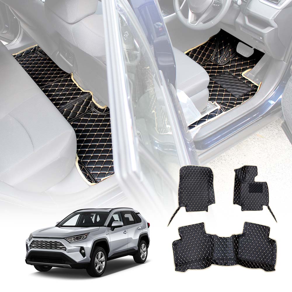 Premium Custom Made PU Leather Car Floor Mat Carpet Liner Complete Set for Toyota Rav4 Rav 4 2019-Onwards