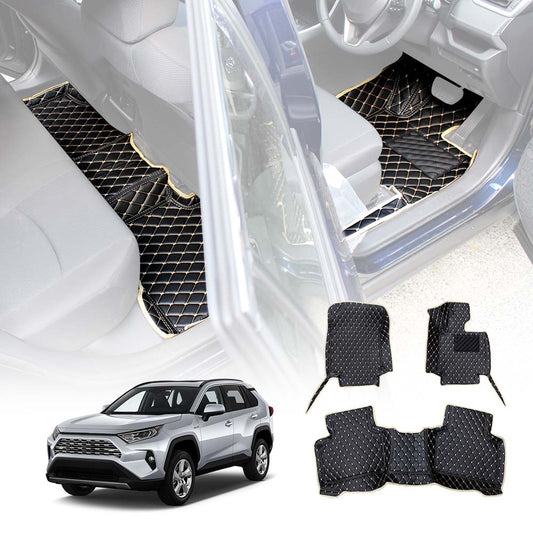 Premium Custom Made PU Leather Car Floor Mat Carpet Liner Complete Set for Toyota Rav4 Rav 4 2019-Onwards