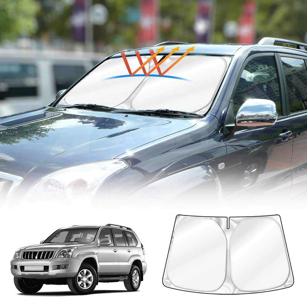 Windshield Sun Shade for Toyota LandCruiser Prado 120 Series 2003-2009 Blocks UV Rays Foldable Custom Wind Screen Sun Visor Protector