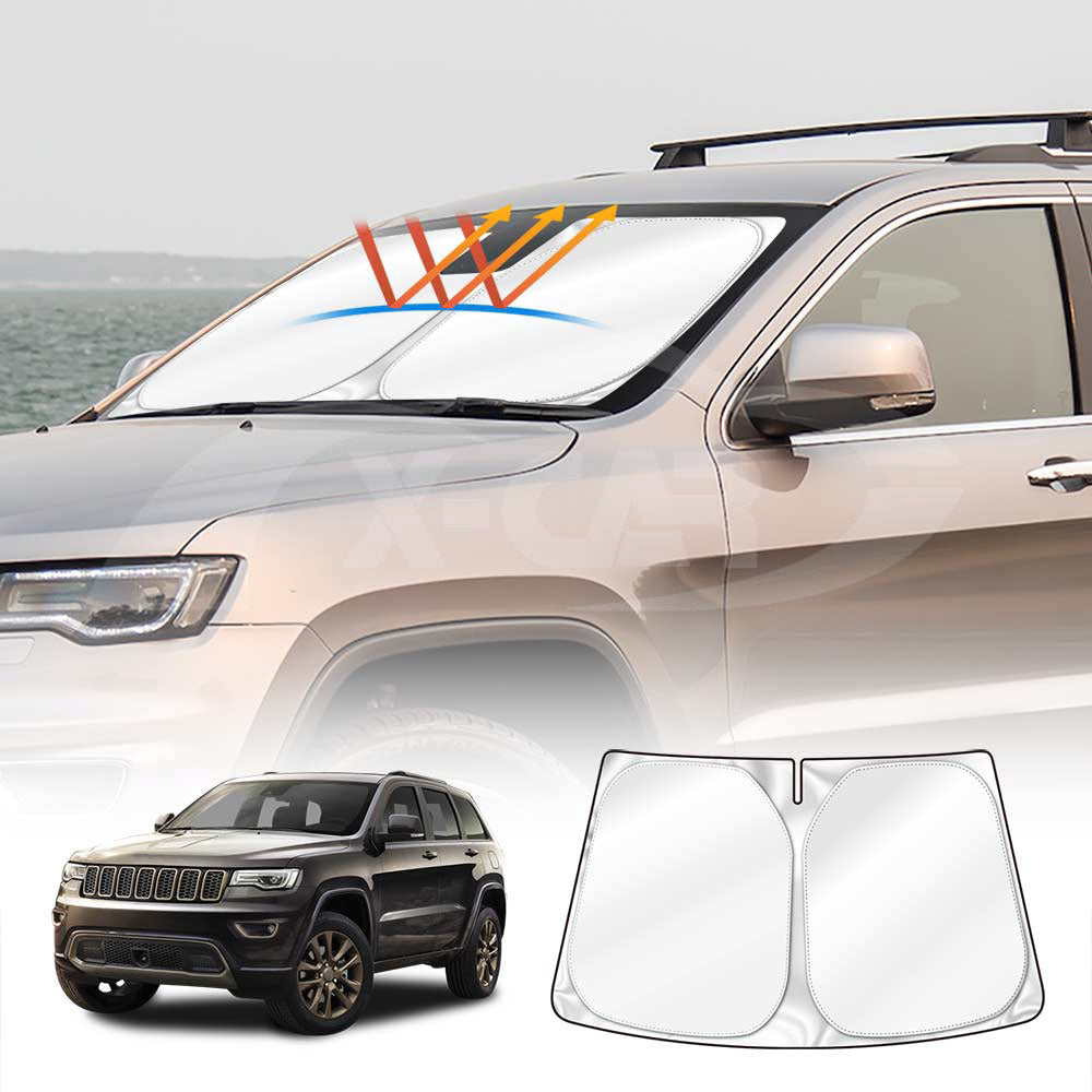 Windshield Sun Shade for Jeep Grand Cherokee 2011-2021 Blocks UV Rays Foldable Custom Wind Screen Sun Visor Protector