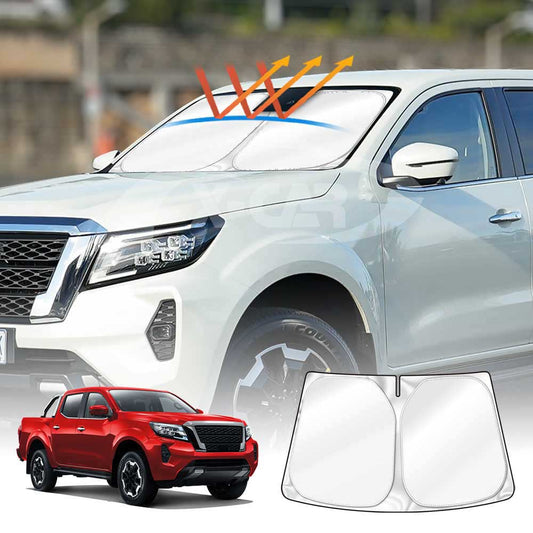 Windshield Sun Shade for Nissan Navara D23 NP300 2015-2025 Blocks UV Rays Foldable Custom Wind Screen Sun Visor Protector