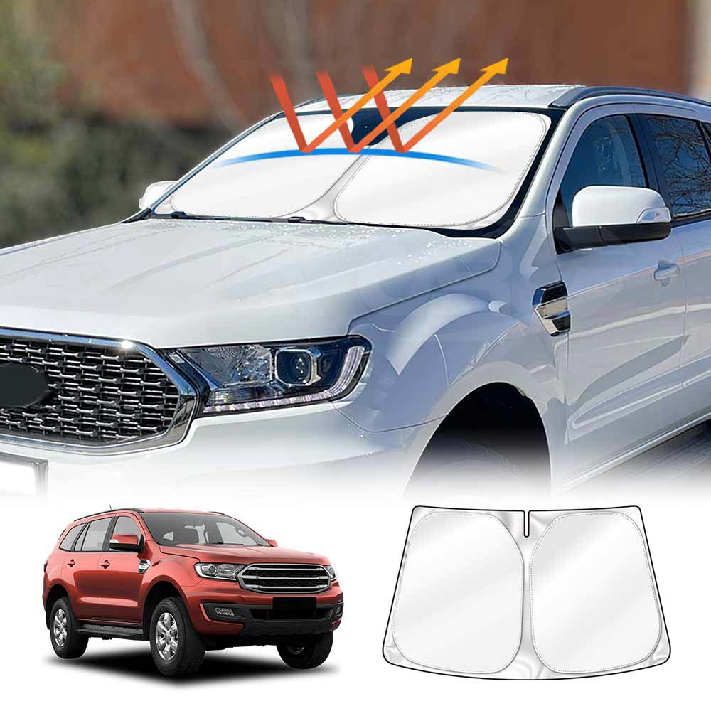 Windshield Sun Shade for Ford Everest 2015-2022 Blocks UV Rays Foldable Custom Wind Screen Sun Visor Protector