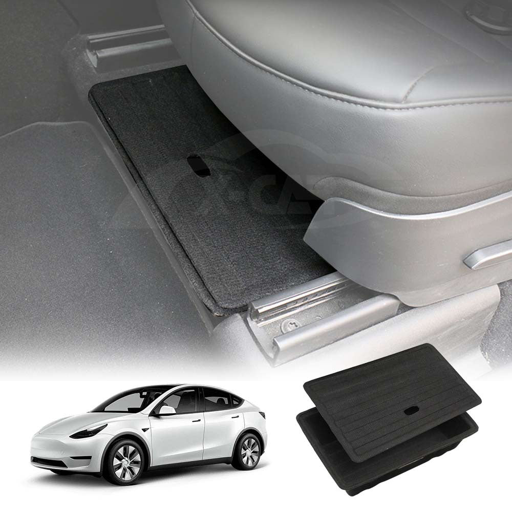 Car Under Seat Storage Box for Tesla Model Y 2022-2025 Front Seats Organizer Tray Flocking