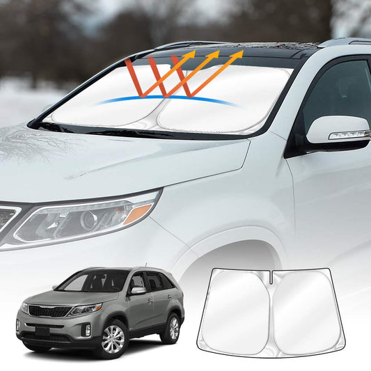 Windshield Sun Shade for Kia Sorento 2009-2014 Blocks UV Rays Foldable Custom Wind Screen Sun Visor Protector