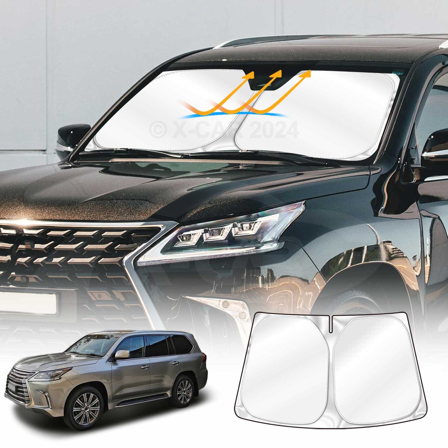 Windshield Sun Shade for Lexus LX Series 2007-2021 Blocks UV Rays Sun Visor Protector Foldable Sunshade