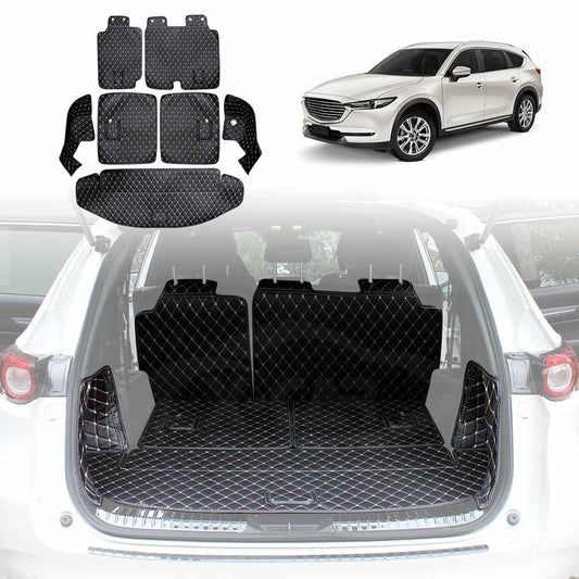 Mazda CX-8 CX8 2018-2024 Premium Custom Made PU Leather Car Mat Floor Liner Carpet Complete Set
